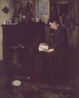 Reading by the Fireside by Louis Bouchet